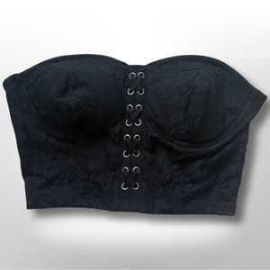 Forever 21 | Black Lace Up Corset Bra | Size Small